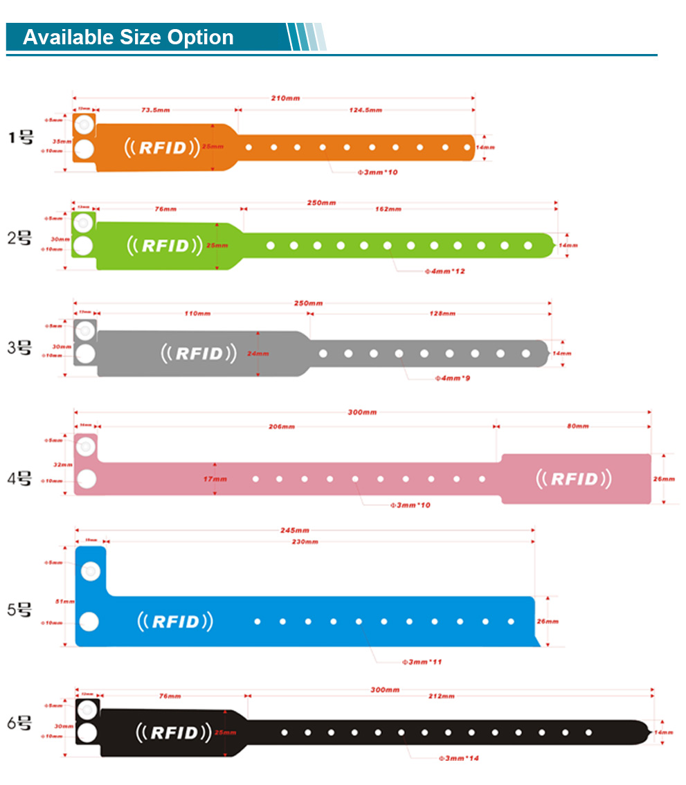 ISO 15693 NXP I CODE SLI Disposable Softer PVC RFID Wristband