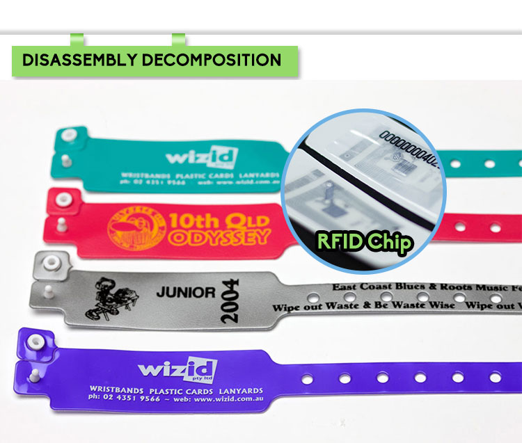 ISO 15693 NXP I CODE SLI Disposable Softer PVC RFID Wristband