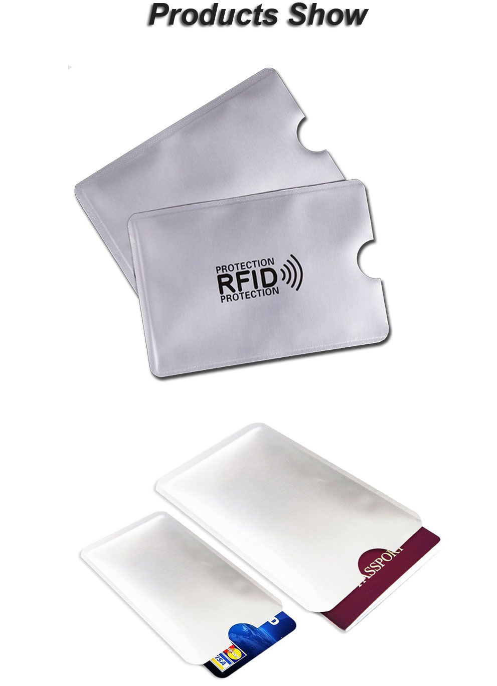 PVC or PE material Card Sleeve for blocking RFID Payment Card