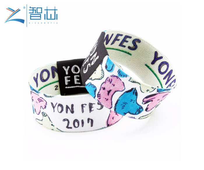 13.56MHz Custom Polyester Elastic Fabric Bracelet Passive MIFARE RFID Wristband Factory